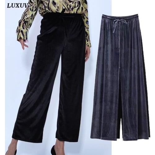 Sweatpants Womens Clothing Long Luster Velvet Trousers Wide Leg Sport Pants Sets Joggers Elastic Streetwear Harajuku Vintage Yo