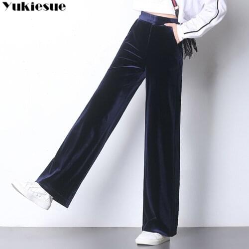 Streetwear summer 2020 womens pants female high waist wide leg straight pants capris for women trousers woman Plus size