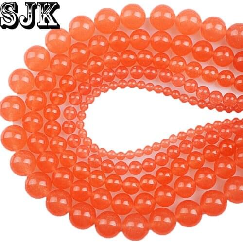 Beads Natural Stone Orange Chalcedony Stone Round Beads Tangerine Jades 4 6 8 10 12mm Diy Beads For Jewelry Making Accessories