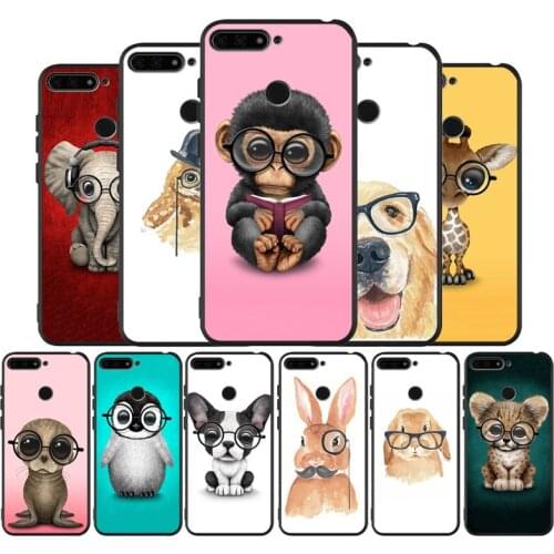 Spectacle animal black Silicone Phone Case For Huawei honor 30 20 Pro 8 8X 9 10 20 Lite Mate 10 20 30 Lite Pro cover