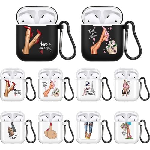 Fashion Woman Red High Heels Headphone Cases For AirPods 1/2 Case Silicone Cover For Apple Airpod 2 1 Protective Earphone Fundas