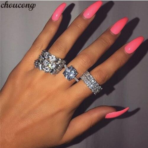 Choucong Romantic Promise Engagement Wedding Band Rings for women men AAAAA cz 925 Sterling Silver Bijou Statement ring Jewelry