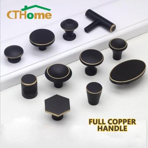 CTHome furniture cabinet dresser brass knobs drawer and cupboard drawer closet black pull handles modern handle furniture