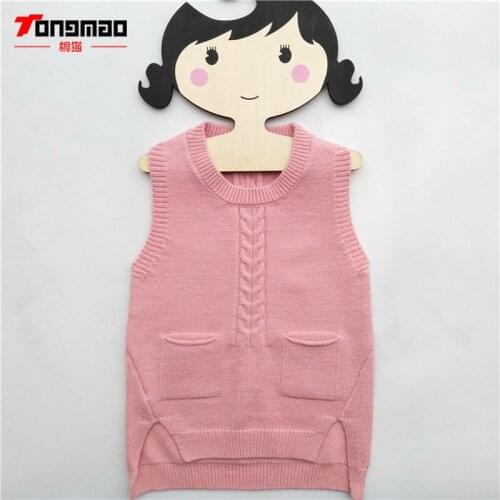 Children Girls Sweaters Casual Solid O-Neck Knitted Baby Girls Pullover Vest Kids Girls Long Warm Wool Sweaters Children Clothes