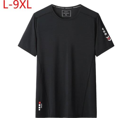 Super Large Size L-9XL Quick Drying Summer Cool Men High Quality Soft Black Short Sleeve T-shirt Man Blue T-shirts Tees Tops
