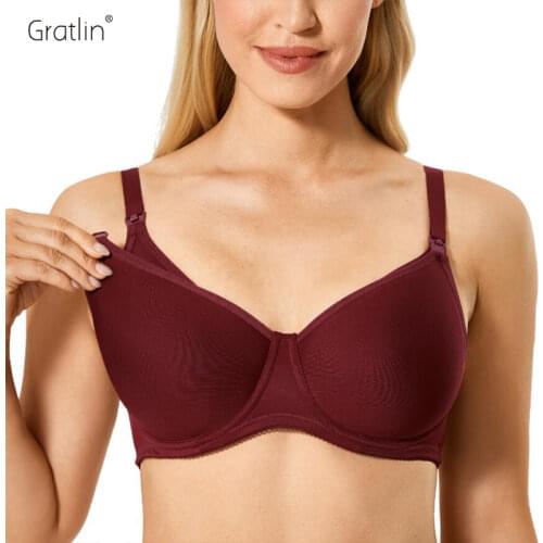 Gratlin Womens Full Cup Support Maternity Nursing Bra Padded Underwire Plus Size Underwear For Breastfeeding