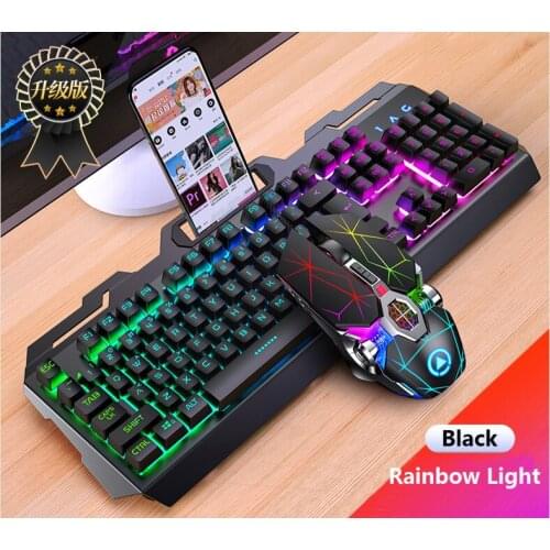 Gaming Keyboard Mouse Mechanical Feeling RGB LED Backlit Gamer Keyboards USB Wired Keyboard Computer Game Keyboard For PC Laptop