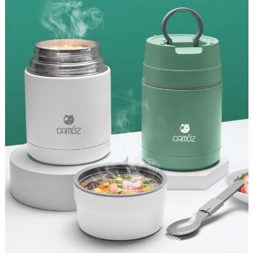 Insulated Lunch Container Vacuum Stainless Steel Soup Thermos with Spoon Leak Proof Bento Lunch Box for Kids Adults
