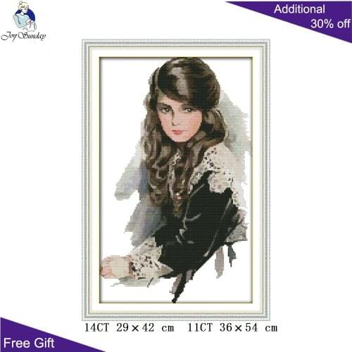 Joy Sunday Russian Girl Needlepoint R628(2) 14CT 11CT Counted and Stamped Home Decor A Russian Girl Embroidery Cross Stitch kits