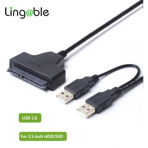 Lingable USB 2.0 to SATA USB Serial ATA 22pin Connector Adapter Cable External Hard Disk Drive for 2.5 Inch HDD SSD 50CM