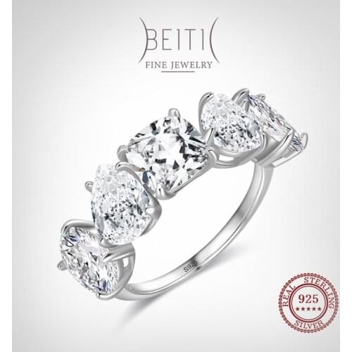 Beitil Luxury Irregular Geometric Sparkling Zircon Finger Ring For Women charm Luxury 925 Sterling Silver Fashion Jewelry