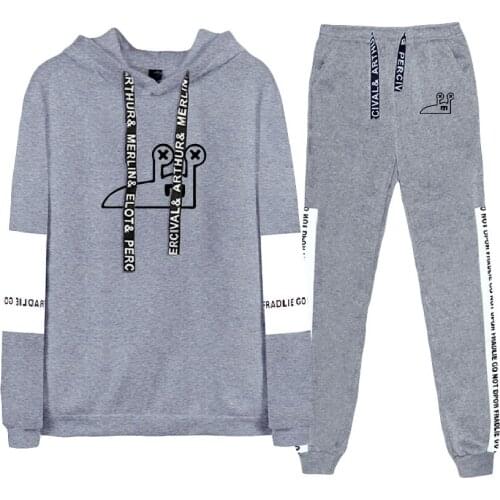 Slogo Two Piece Set Women/Men Harajuku Long Sleeve Hoodies+Jogger Pants Hip hop Casual Trendy Clothes