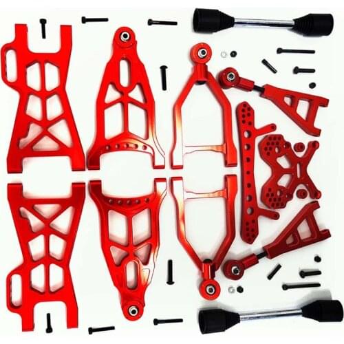 CNC Front & Rear Suspension Kit Arm Set With Extended Shock Tower Brace Driveshaft and Upper Ball End Fit HPI Baja 5T 5B 5SC