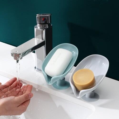 Leaf Shape Soap Box Drain Soap Holder Box Bathroom Shower Soap Holder sponge Storage Plate Tray Bathroom Supplies Bathroom Gadge