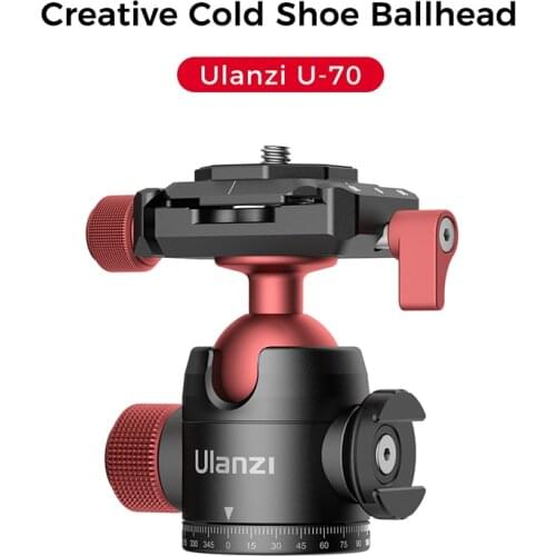 Ulanzi U-60 Mini Ballhead With Dual Cold Shoe Mount Tripods Extension Mounting With 1/4 Screw for DSLR Camera Vlog Microphone