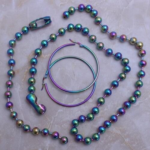 Fahion Jewelry Set Stainless Steel 60cm Long Necklace & Bracelet and Hoop Earrings For Man & Woman Joyas Jewels Store SJ218001