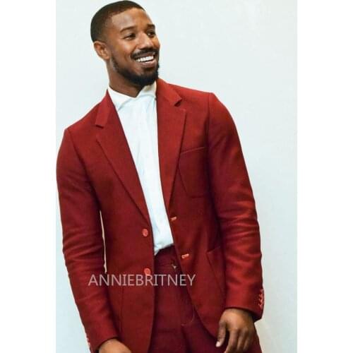 Newest Design Men Suit Red Wine Notch Lapel Business Casual Evening Tuxedo 2 Piece(Blazers+Pant) Custom Made Wedding For Man