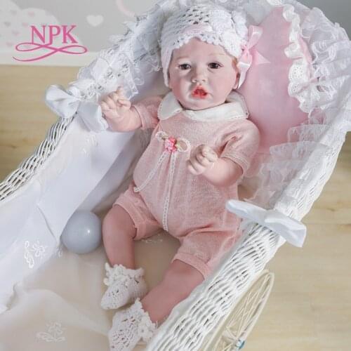 NPK 55CM soft silicone or soft cloth body full body saskia hand detailed paiting hand rooted hair