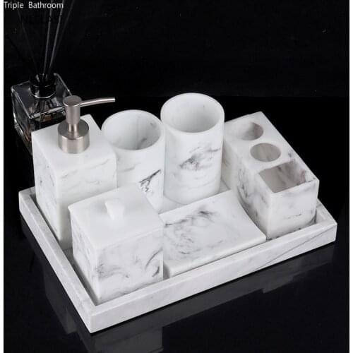 Five Piece Set Creative Resin Soap Dish Gargle Cup Bathroom Accessories Set Soap Dispenser Toothbrush Holder Wedding Gifts