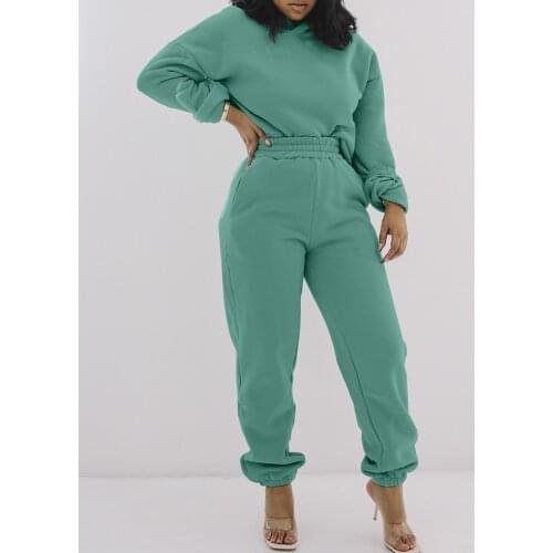 Ninimiour 2020 Women Elegant Two -Pieces Suit Sets Femee Stylish Plus Size Plain Long Sleeve Top & Pants Set Sport Outfits