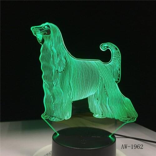 Afghan Hound Dog Night Light LED 3D Illusion 7 Color Changing Room Decorative Lamp Child Kid Baby Desk Lamp Bedside Dog Gift1962