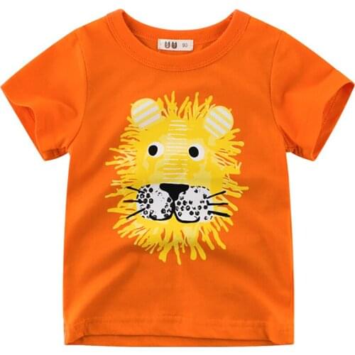 New Boys T-Shirts Cute Fun Lion Design Girls Tops Summer 2018 Kids Clothes 100% Cotton Children Short Sleeve Tshirt Baby Shirts