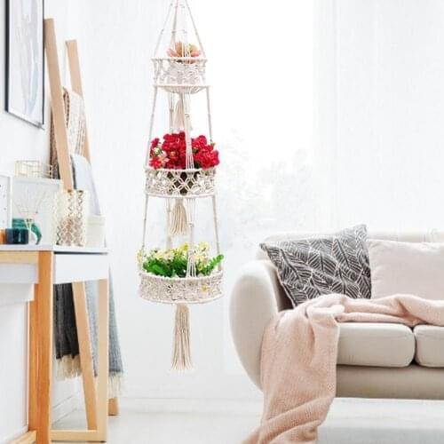 New 3 Tier Boho Decor Plant Holder Hanging Fruit Basket Home Kitchen Vegetable Storage Organizer Basket Home Decor Dropshipping
