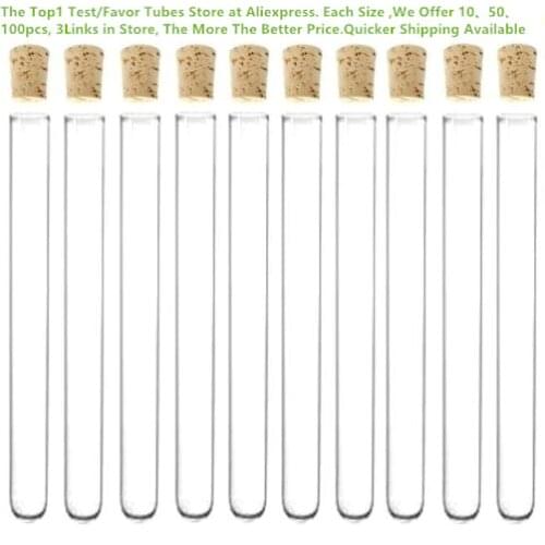 50pcs 15x150mm 15ml 6-inch Plastic Test Tube With Cork Stopper Clear Like Glass, Wedding Favor Tube, All Size Tubes on Below