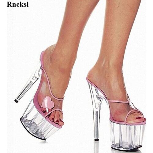Rncksi New Crystal High-Heeled Shoes 15cm High Heel Women Shoes Princess Shoes Sexy Slippers Wedding Shoes Party Shoes