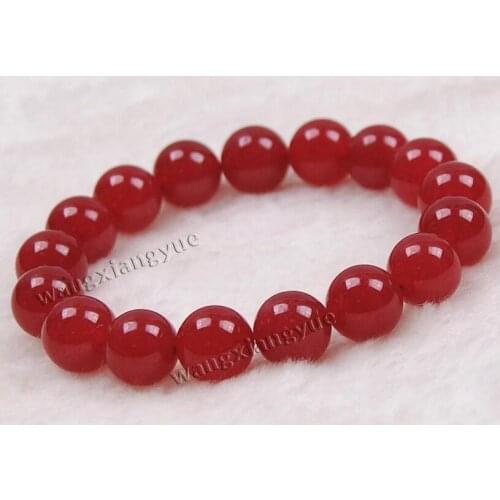 10mm Red Ruby Gemstones Round Beads Stretchy Bangle Bracelet 7.5" AAA