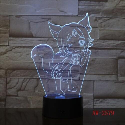 Cat Girl LED Night Light 3D Illusion 7 Color Changing Decorative Light Child Kids Gift Desk Night Lamp Bedside Dropship AW-2579
