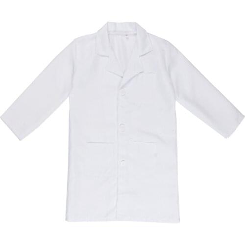 TiaoBug Unisex Boys Girls Long Sleeve White Lapel Doctor Uniform Experimental Lab Coat for Children Teens Cosplay Party Costumes
