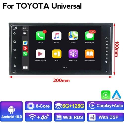 6G+128G 4G LTE Android 10 Car Radio Universal Multimedia GPS Player Unit for TOYOTA VIOS CROWN CAMRY HIACE PREVIA COROLLA RAV4