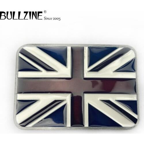 The Bullzine United Kingdom flag belt buckle with pewter finish and color enamel FP-02623 suitable for 4cm width belt