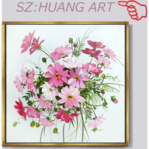 High quality of the original Flowers Handpainted Palette Knife Flower Oil Painting On Canvas For Living Room Home Decoration