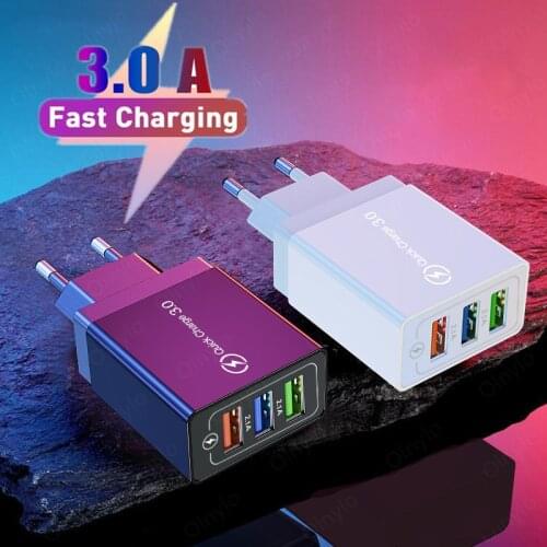 USB Charger For Smart Phone 3 Port Fast Charge For iPhone 12 Xiaomi Mobile Adapter For Huawei Samsung s10 EU/US/UK Wall Chargers