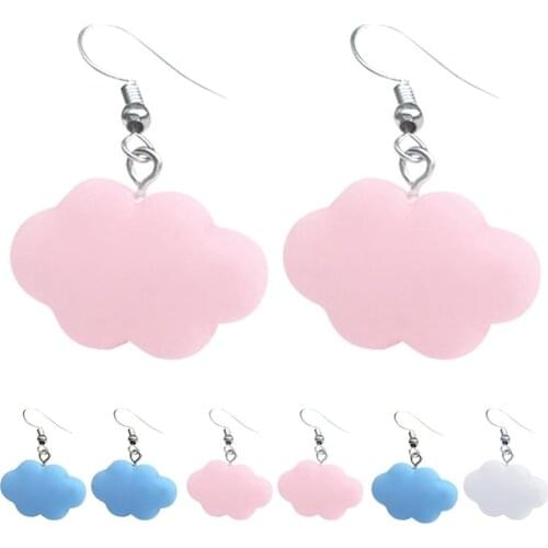 Women Girls Cute Cloud Dangle Earrings Creative Sweet Resin Piercing Earrings Drop Earrings Jewelry Accessories