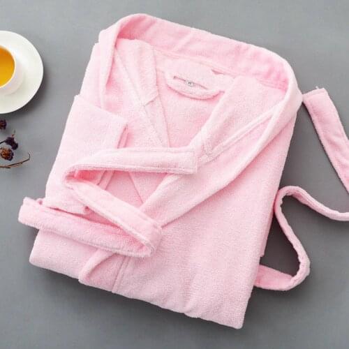 Womens Hooded Bathrobe Thick Robes Soft Towel Fleece Warm Long Bathrobe Kimono Sleepwear Nightgown Winter Spa Robe With Pocket