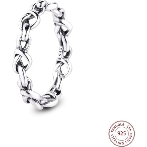 Knotted Hearts Band Ring femme 925 Sterling Silver Wedding Engagement Rings for Women Men Fine Jewelry anillos mujer