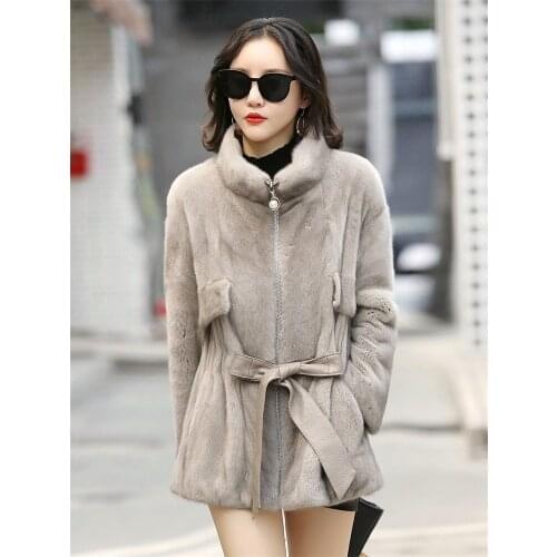 2020 Winter Coat Natural Jacket Warm Real Mink Fur Coats for Women Korean Manteau Femme F12322 KJ3775