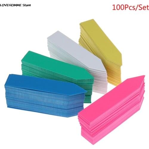 100Pcs Garden Plant Labels Plastic Plant Tags Nursery Markers Flower Pots Seedling Labels Tray Mark Tools Mix Colors