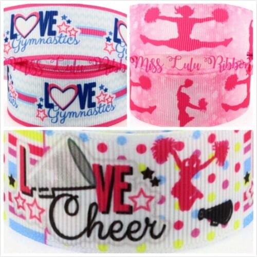 16mm-75mm Cheer Leading Printed Grosgrain Ribbon/Foe Sport Patterns DIY Party Decoration handmade hair bands 50yards/roll