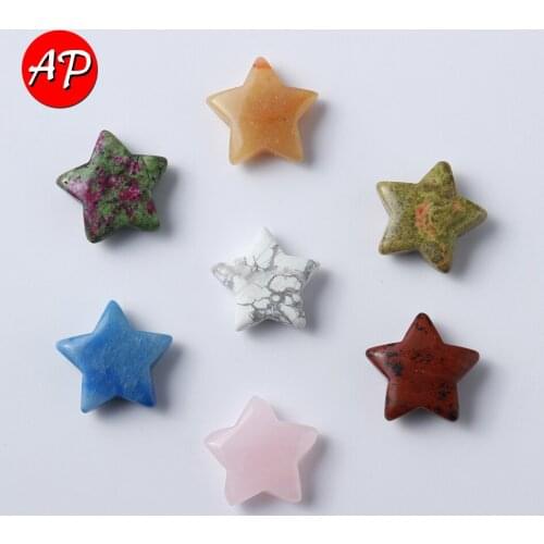 30MM Natural Crystals Star Shaped Rose Quartz Healing Gemstone Polished Stones Minerals for Jewelry Makin