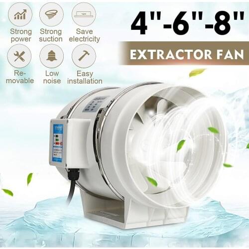 4 6 8 Inch Exhaust Fan 2600rpm For Home Silent Inline Double Speed Pipe Duct Ventilation Fan Air Cleaning Ventilator Exhaust Fan