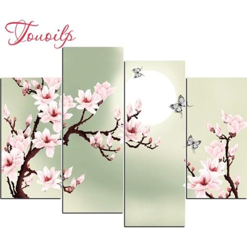 4pcs/set 5d Butterfly peach Diamond Painting Cross Stitch Pattern Diamond Embroidery Mosaic Full Drill Home Decor DIYPainting