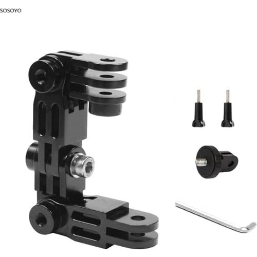 Aluminium 3 Way adjustable Pivot Arm Helmet Extension Rod Selfie Bracket With1/4 inch Tripod Adapter Set For Gopro 9 8 insta360