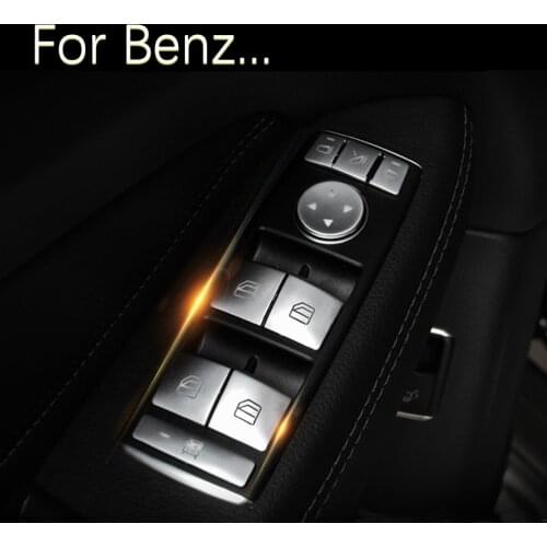AngelguoguoCar Window glass lift button Trim Cover sticker for Mercedes Benz A/B/C(W204)/E(W212)/GLA /CLA/ GLK/ GLE-class