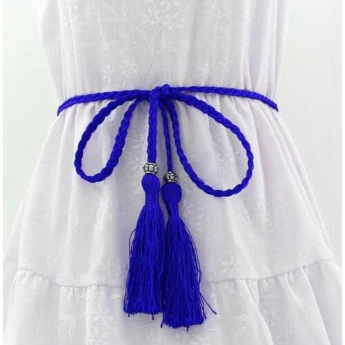 Bohemia Ethnic Braided Tassel Belt Fashion Ladies Woven Knot Decorated Cummerbund Waistband Waist Chain Waist Rope Accessories