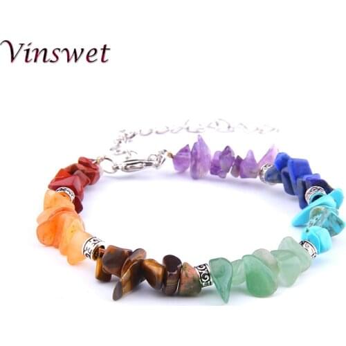 Lucky Rainbow 7 Chakra Bracelet For Women Femme Natural Stone Rainbow Healing Mala Pray Yoga Bracelet For Women Jewelry Gift