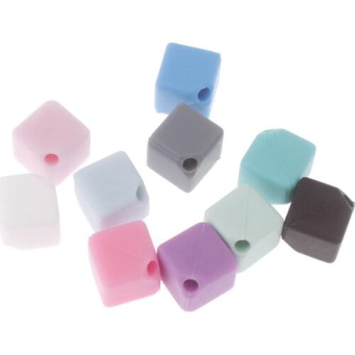 20PC Silicone Cube Beads 9mm Bpa Free Diy Teething Necklace Pulsera Chain Silicona Teether Bead For Jewelry Making